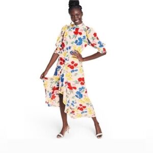 Rixo X Target Floral Mock Neck Cascade Ruffle Garden Party Long Midi Maxi Dress